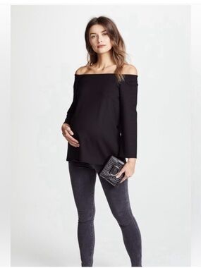 Hatch Black Date Night Off-the-Shoulder Maternity Top